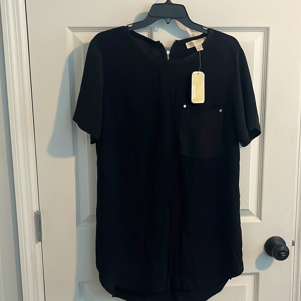 Michael Kors Basics Semi Sheer dress with gold zipper size 8